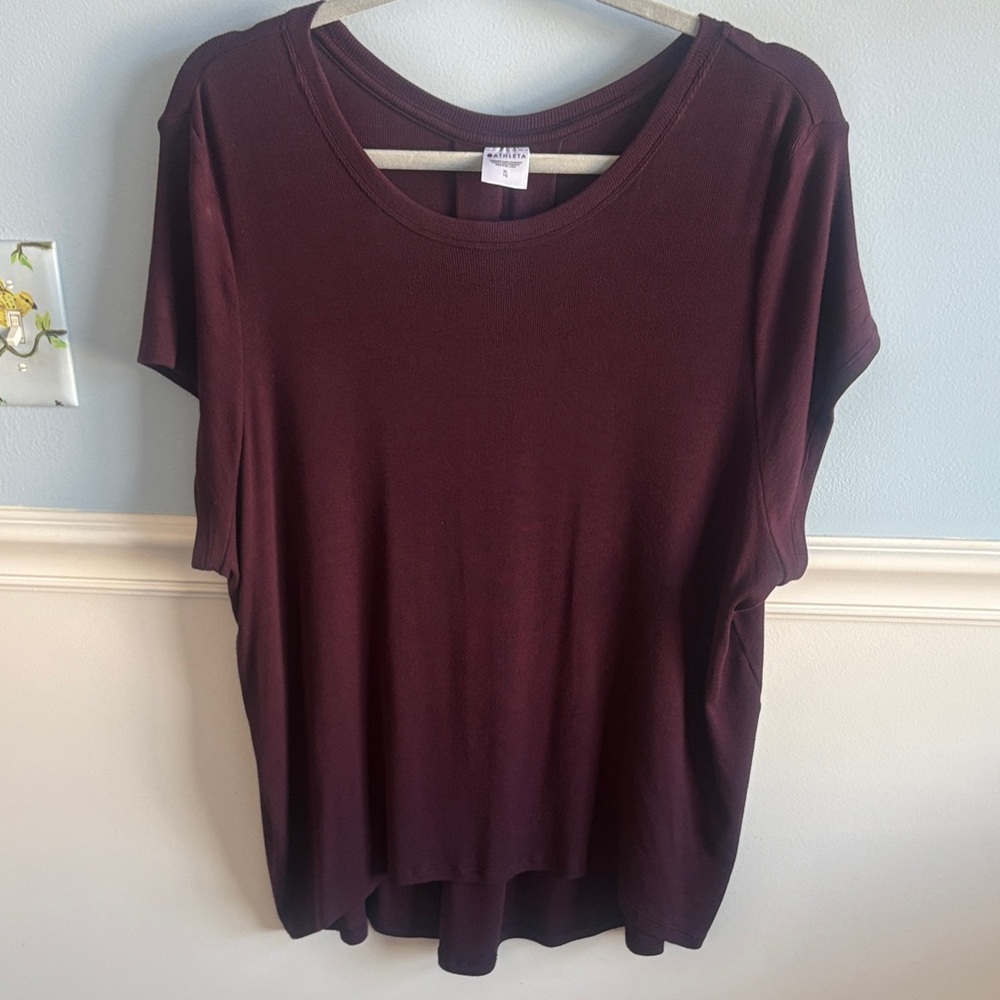 Athleta Deep Burgundy Short Sleeve Top